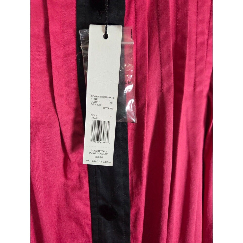 Marc Jacobs Pintuck Shirt Dress Pink Black Pleated 14 High Neck Ruffle Tunic LS - Picture 11 of 11